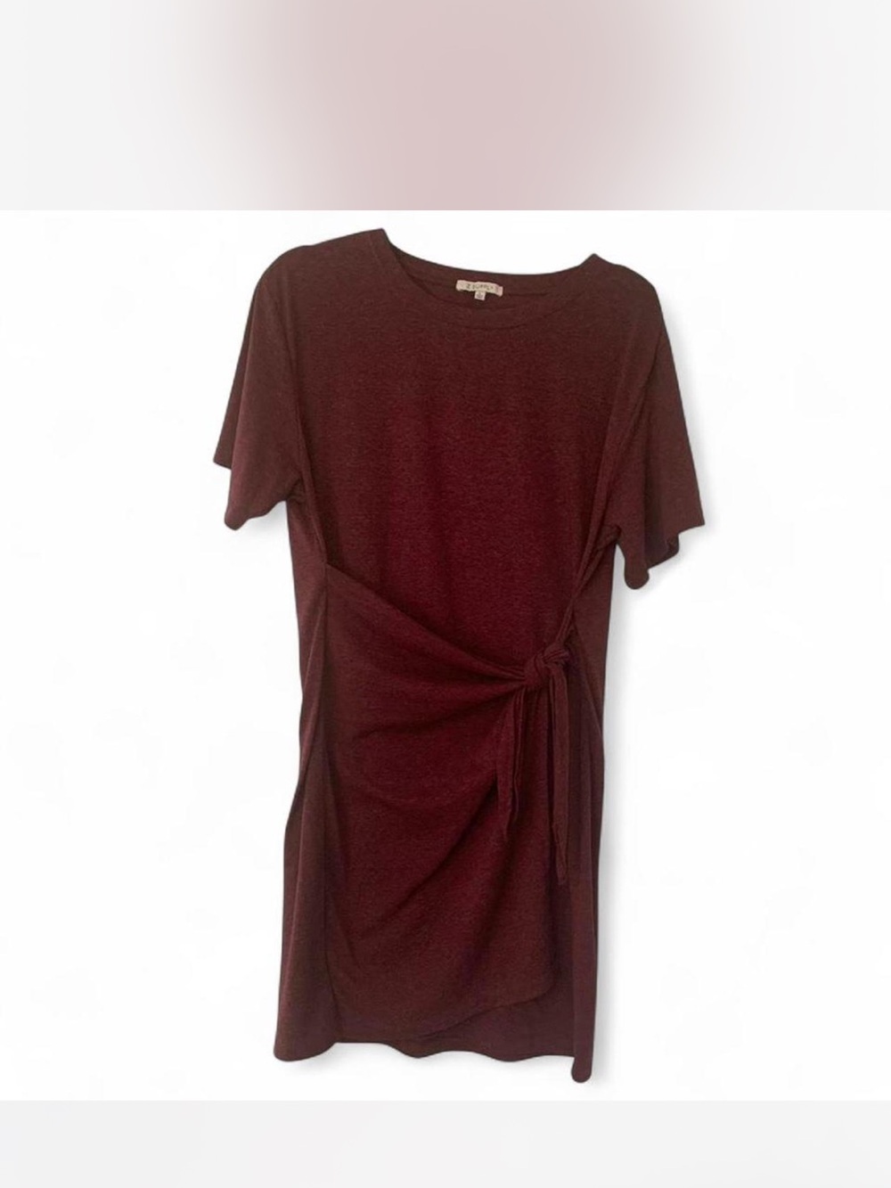 Coquette Z Supply Short Sleeve Dress in Burgundy tie front wrap size L